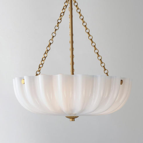 Maxim Bundt Semi Flush Mount in Whit Natural Aged Brass Finish Model: 22652WTNAB