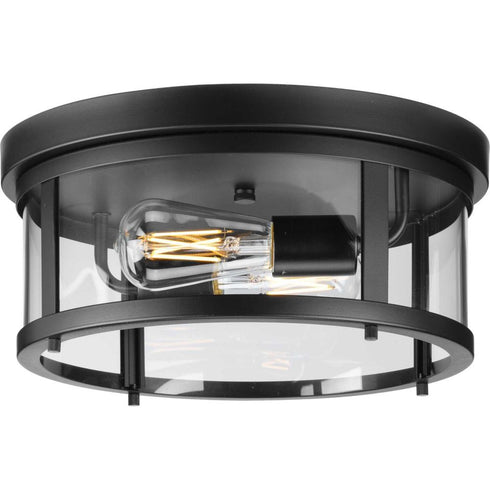 Progress Gunther P550021 31M 2 Light FLUSHMT in Matte Black Finish Model: P550021-31M