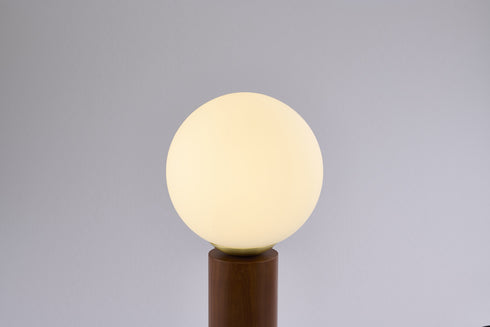 Bethel International 1 Light Black And Satin Brass Table Lamp With A White Glass Shade in Dark Oak & Satin Brass Finish Model: BTG102BR