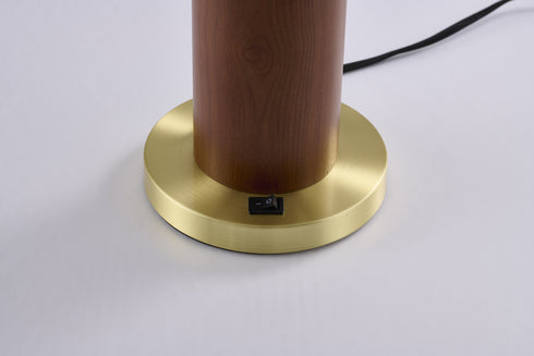 Bethel International 1 Light Black And Satin Brass Table Lamp With A White Glass Shade in Dark Oak & Satin Brass Finish Model: BTG102BR