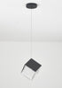 Bethel International 1 Light in Black Cubed Pendant With A Clear Distorted Glass Shade Model: GL445P8BK