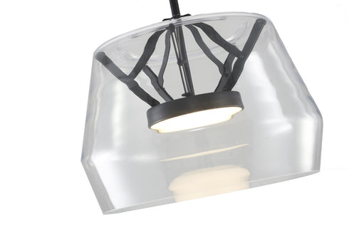 Bethel International 1 Light in Black LED Pendant With A Clear Glass Shade Model: SYM03P17BK