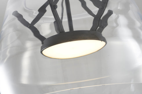 Bethel International 1 Light in Black LED Pendant With A Clear Glass Shade Model: SYM03P17BK