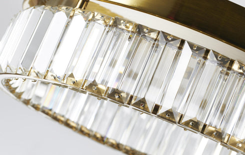Bethel International 1 Light in Brass Dimmable LED Flush Mount With Clear Crystals Model: GL448FM16BR