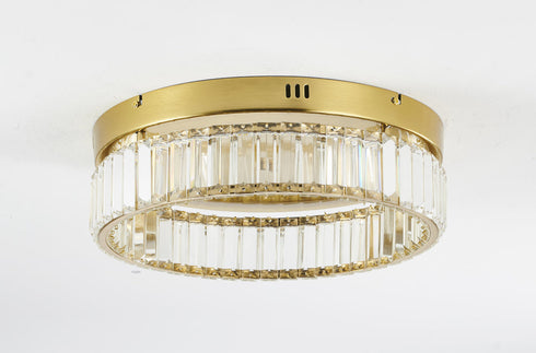 Bethel International 1 Light in Brass Dimmable LED Flush Mount With Clear Crystals Model: GL448FM16BR