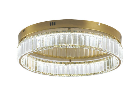 Bethel International 1 Light in Brass Dimmable LED Flush Mount With Clear Crystals Model: GL449FM20BR
