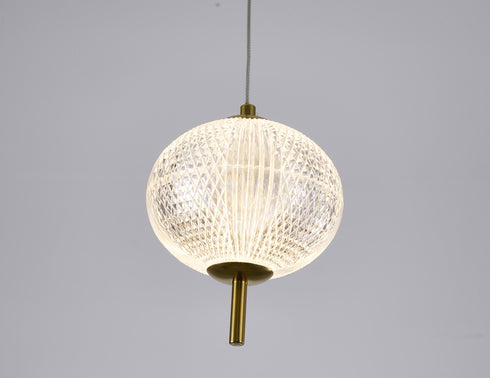 Bethel International 1 Light in Brass Dimmable LED Single Pendant With A Clear PC Shade Model: GL455P5BR