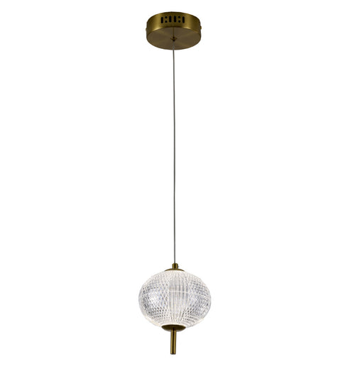 Bethel International 1 Light in Brass Dimmable LED Single Pendant With A Clear PC Shade Model: GL455P5BR