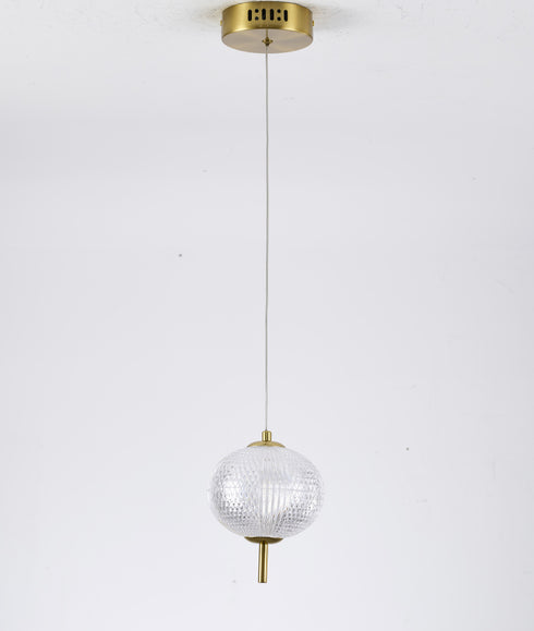 Bethel International 1 Light in Brass Dimmable LED Single Pendant With A Clear PC Shade Model: GL455P5BR