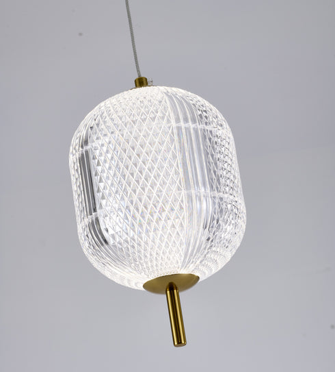 Bethel International 1 Light in Brass Dimmable LED Single Pendant With A Clear PC Shade Model: GL456P7BR
