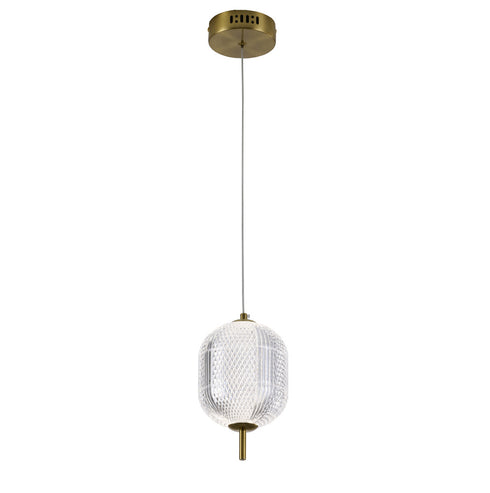 Bethel International 1 Light in Brass Dimmable LED Single Pendant With A Clear PC Shade Model: GL456P7BR