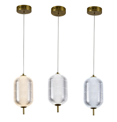 Bethel International 1 Light in Brass Dimmable LED Single Pendant With A Clear PC Shade Model: GL457P9BR