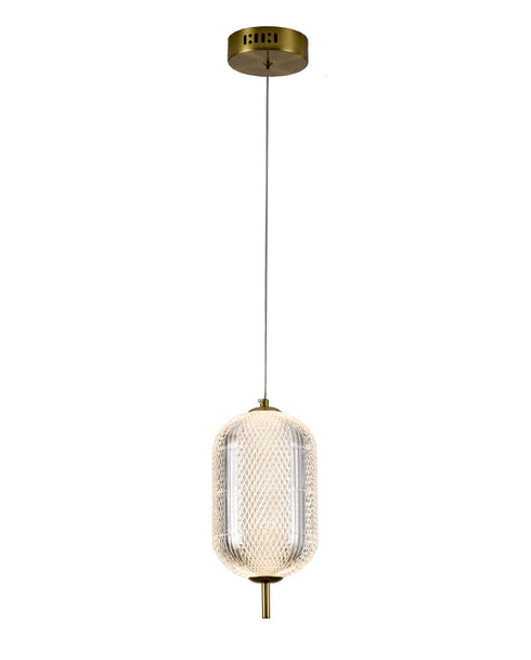 Bethel International 1 Light in Brass Dimmable LED Single Pendant With A Clear PC Shade Model: GL457P9BR