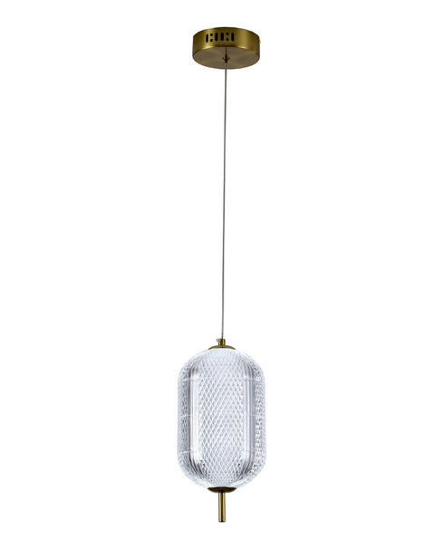 Bethel International 1 Light in Brass Dimmable LED Single Pendant With A Clear PC Shade Model: GL457P9BR