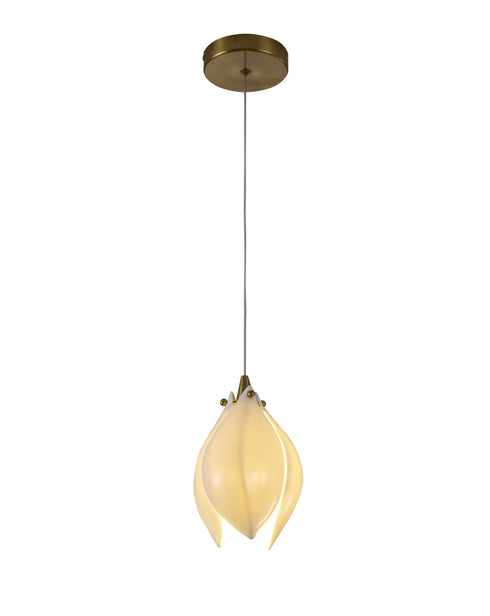 Bethel International 1 Light in Bronze Single Pendant With A Cream Ceramic Flower Model: ZA42P5BR