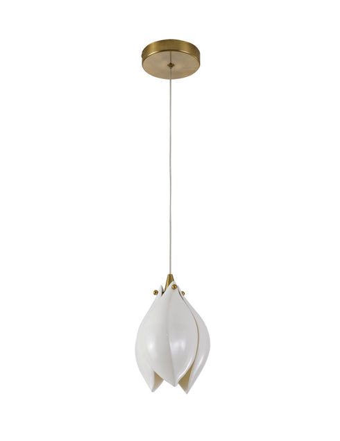 Bethel International 1 Light in Bronze Single Pendant With A Cream Ceramic Flower Model: ZA42P5BR