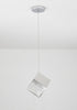 Bethel International 1 Light in Chrome Cubed Pendant With A Clear Distorted Glass Shade Model: GL445P8CH