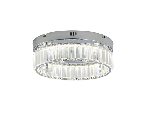 Bethel International 1 Light in Chrome Dimmable LED Flush Mount With Clear Crystals Model: GL447FM14CH