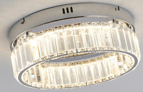 Bethel International 1 Light in Chrome Dimmable LED Flush Mount With Clear Crystals Model: GL447FM14CH