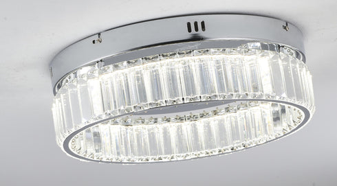 Bethel International 1 Light in Chrome Dimmable LED Flush Mount With Clear Crystals Model: GL448FM16CH