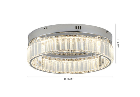 Bethel International 1 Light in Chrome Dimmable LED Flush Mount With Clear Crystals Model: GL448FM16CH