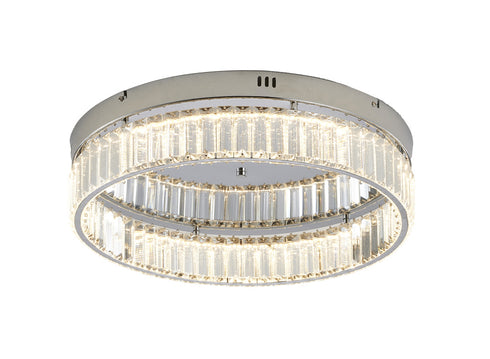 Bethel International 1 Light in Chrome Dimmable LED Flush Mount With Clear Crystals Model: GL449FM20CH