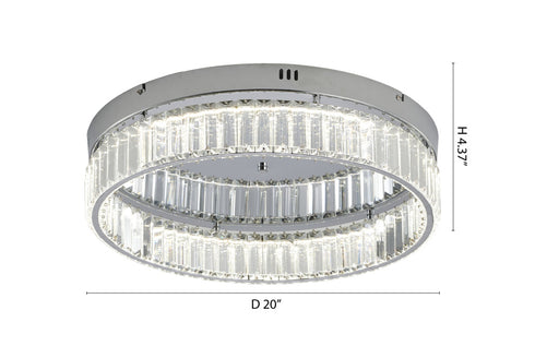 Bethel International 1 Light in Chrome Dimmable LED Flush Mount With Clear Crystals Model: GL449FM20CH