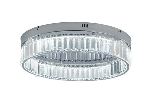 Bethel International 1 Light in Chrome Dimmable LED Flush Mount With Clear Crystals Model: GL449FM20CH