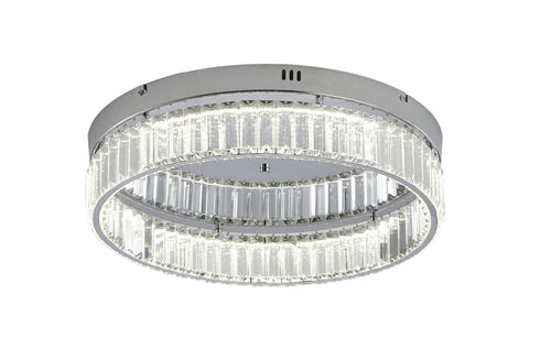 Bethel International 1 Light in Chrome Dimmable LED Flush Mount With Clear Crystals Model: GL449FM20CH