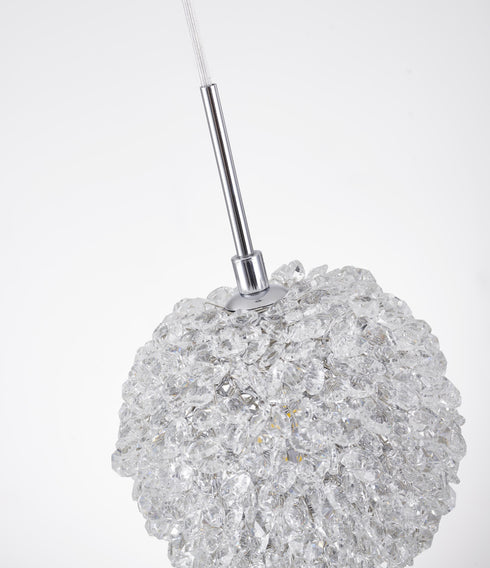 Bethel International 1 Light in Chrome Steel Single Pendant With Clear Crystal Beaded Ball Model: GL458P6CH