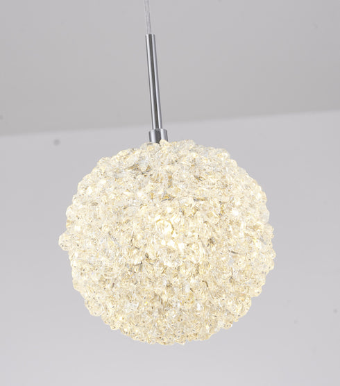 Bethel International 1 Light in Chrome Steel Single Pendant With Clear Crystal Beaded Ball Model: GL458P6CH
