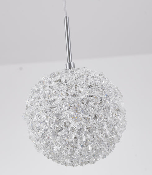 Bethel International 1 Light in Chrome Steel Single Pendant With Clear Crystal Beaded Ball Model: GL458P6CH