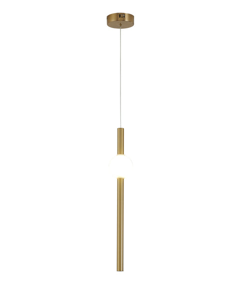 Bethel International 1 Light in Gold LED Pendant With A White Glass Shade Model: DLS115P23G