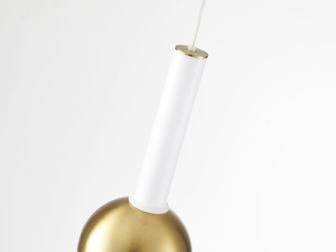 Bethel International 1 Light in Gold LED Pendant With A White Glass Shade Model: DLS116P23W