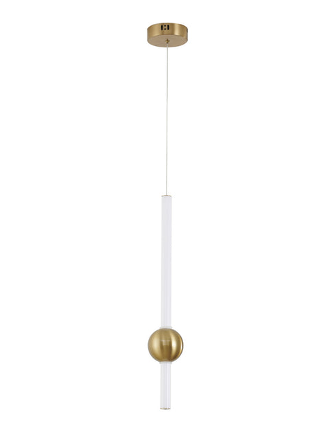 Bethel International 1 Light in Gold LED Pendant With A White Glass Shade Model: DLS116P23W