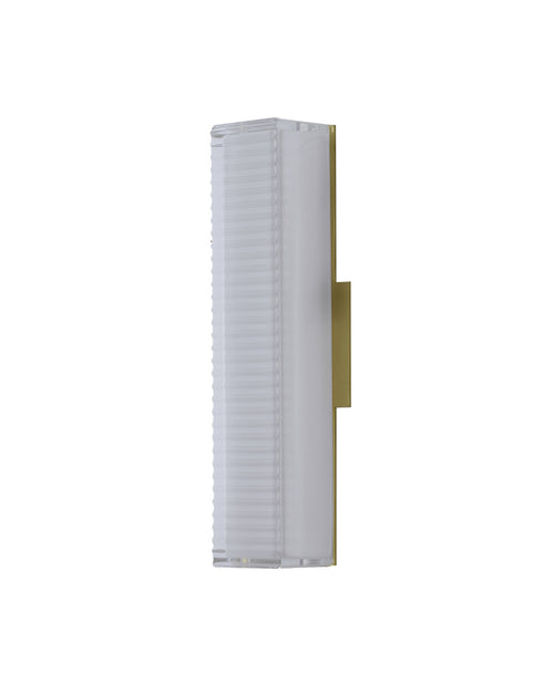Bethel International 1 Light in Matte Brass LED Wall Sconce With A Clear Frosted Glass Shade Model: BLT104W15BR