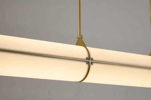 Bethel International 1 Light in Satin Brass LED pendant With A Clear Frosted Glass Shade Model: BLT109BR