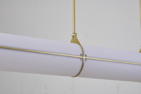 Bethel International 1 Light in Satin Brass LED pendant With A Clear Frosted Glass Shade Model: BLT109BR