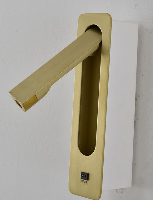 Bethel International 1 Light in Satin Brass Metal LED Wall Sconce With One USB Port And A Clear Frosted Lens Model: BTG104BR