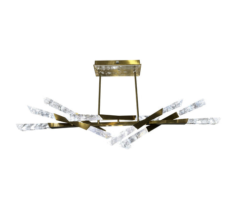 Bethel International 12 Light Dimmable in Satin Brass Stainless Steel LED Chandelier With Clear Snowflake Crystals Model: FER01C60BR