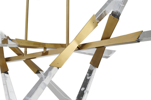 Bethel International 12 Light Dimmable in Satin Brass Stainless Steel LED Chandelier With Clear Snowflake Crystals Model: FER01C60BR