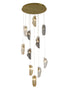 Bethel International 12 Light in Brass Chandelier With Clear Smoke And Amber Glass Accents Model: ZP144C24BR