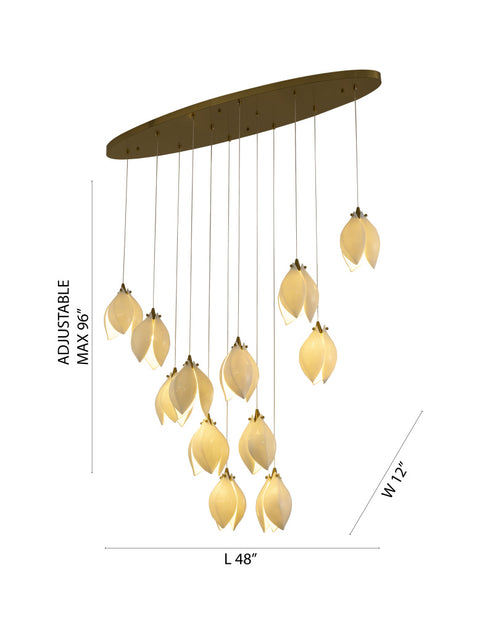 Bethel International 12 Light in Bronze Single Pendant With Cream Ceramic Flowers Model: ZA44C48BR