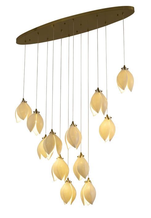 Bethel International 12 Light in Bronze Single Pendant With Cream Ceramic Flowers Model: ZA44C48BR