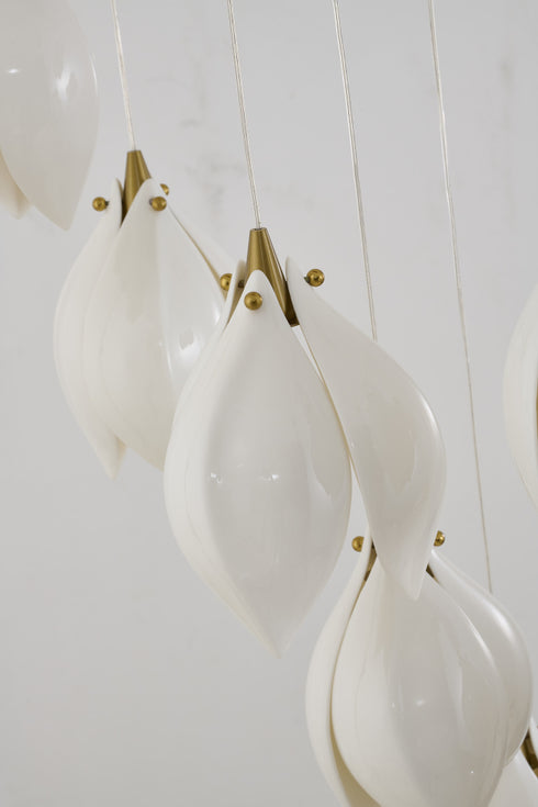 Bethel International 12 Light in Bronze Single Pendant With Cream Ceramic Flowers Model: ZA44C48BR