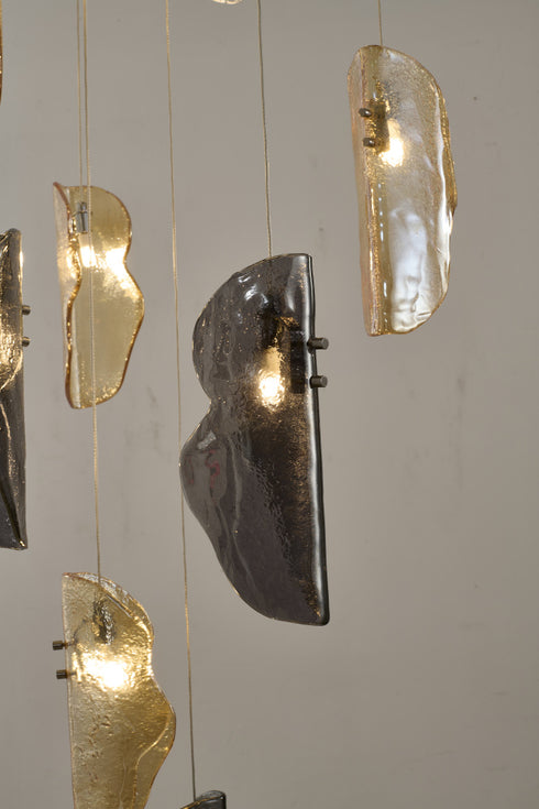 Bethel International 12 Light in Chrome Chandelier With Clear Smoke And Amber Glass Accents Model: ZP144C24CH
