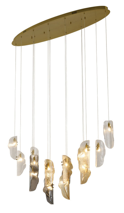 Bethel International 16 Light in Brass Chandelier With Clear Smoke And Amber Glass Accents Model: ZP145C48BR