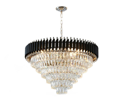 Bethel International 16 Light Round Black And Chrome Frame Chandelier Model: GL412C32CH