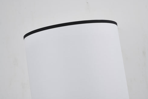 Bethel International 2 Light Black And Satin Brass Floor Lamp With A White Linen Shade in Black & Satin Brass Finish Model: BTG101BR