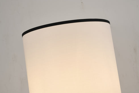 Bethel International 2 Light Black And Satin Brass Floor Lamp With A White Linen Shade in Black & Satin Brass Finish Model: BTG101BR
